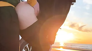 sunset hump at the beach in yoga stretch pants - projectsexdiary