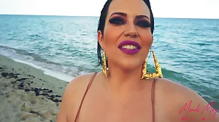 Miami Beach Bitch Screws Big black cock On Beach 9 Min With Mandi May